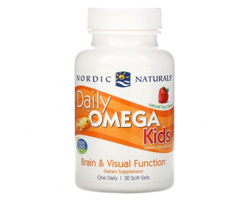 Nordic Naturals, Daily Omega Kids, со вкусом натуральных фруктов, 340 мг, 30 капсул