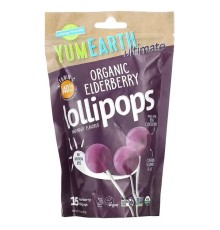 YumEarth, Ultimate, Organic Elderberry Lollipops, 15 Lollipops, 93 гр