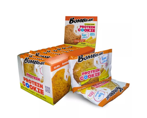 Bombbar, Низкокалорийное протеиновое печенье, 40 г, Апельсин-имбирь