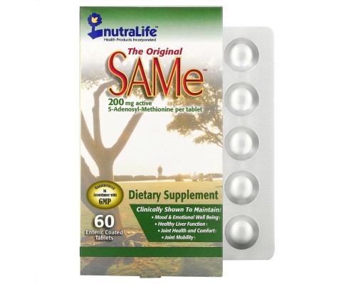 NutraLife, SAMe (дисульфат тозилат), 200 мг, 60 таблеток