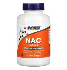 NOW, NAC (N-ацетилцистеин), 600мг, 250 капсул