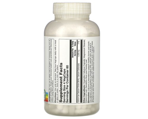Solaray, Цитрат кальция, 250 мг, 240 растительных капсул