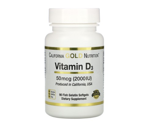 California Gold Nutrition, Витамин D3, 2000ui, 90 капсул