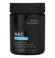 Sports Research, NAC, N-ацетилцистеин, 600 мг, 90 растительных капсул
