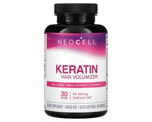 NeoCell, средство с кератином для придания объема волосам, 60 капсул