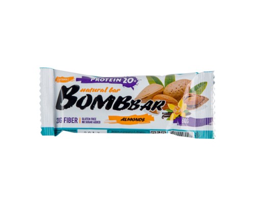 BombBar, протеиновый батончик 60 г, Миндаль-ваниль